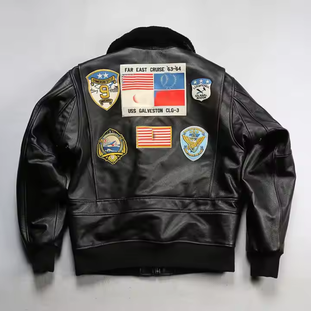 George Black Leather Bomber Jacket